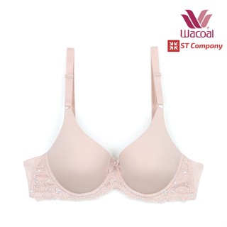 Wacoal Basic Bra ชุดชั้นใน มีโครง เสริมฟองน้ำ สีเบจ (Beige) รุ่น WB9896 เสื้อใน วาโก้ มีฟองน้ำ เต็มทรง 2 ตะขอ