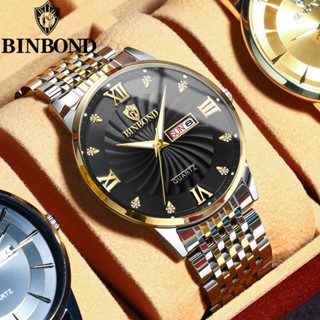 Binbond 3034 นาฬิกาข้อมือเรืองแสง กันน้ํา มีปฏิทินคู่ สําหรับผู้ชาย