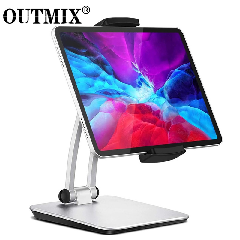 Tablet Stand Aluminum Desktop Adjustable Stand Foldable 360° Swivel Phone Holder for iPad Pro 12.9 11 Air iPhone Samsung