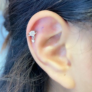 earring.minimal จิวหูดาวเสาร์ เพชรมินิมอล จิวหูเพชร ก้าน 1.2 ใส่รูปกติได้ งานสแตนเลสแท้ ใส่อาบน้ำได้ไม่เป็นสนิม