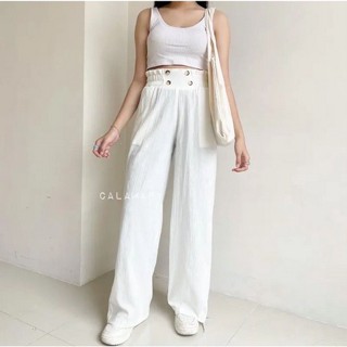 Jeline - Culottes ERVIO/WOZCA CULLOTES กางเกงขายาว เอวสูง กระดุมแป๊ก พรีเมี่ยม สําหรับผู้หญิง