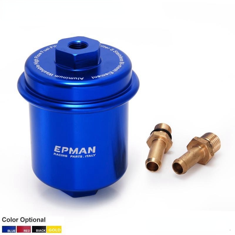 Sport Universal Jdm Blue Aluminium High Flow Performance Fuel Filter Washable