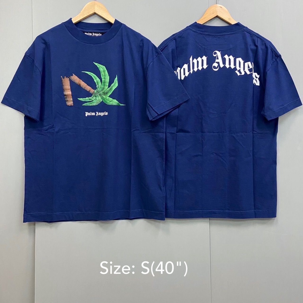 🔆สอบถามStockก่อนกดสั่ง Palm Angels t-shirt เสื้อยืด เสื้อ tee สีน้ำเงิน ต้นมะพร้าว หัก unisex เสื้อ ปาล์ม แองเจิง ของแท้