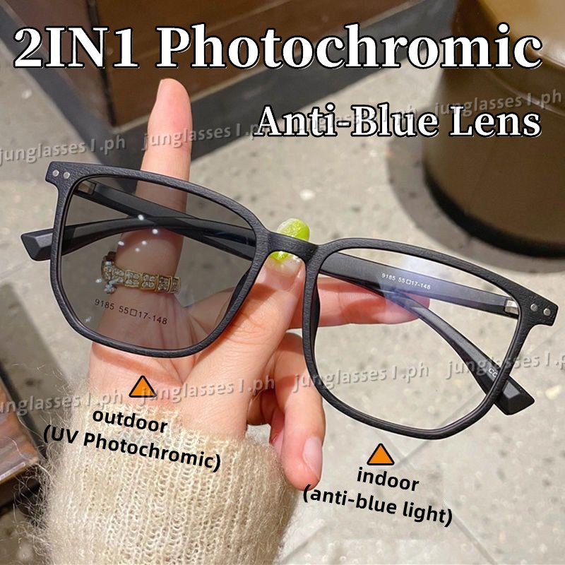 Anti-Blue Photochromic ป้องกันรังสีแว่นตา Retro แว่นตาแว่นตากันแดดสําหรับผู้หญิง/ผู้ชาย Salamin Glass