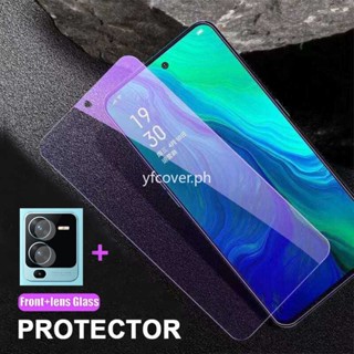 2 in 1 ฟิล์มกระจกนิรภัยกันรอยหน้าจอ กันแสงสีฟ้า สําหรับ Vivo V25 Pro V25 V25e Y35 Y16 Y77 Y76 Y75 Y72 Y50 Y30 Y20 Y20s Y20i Y33s Y21s Y01 Y21t 5G