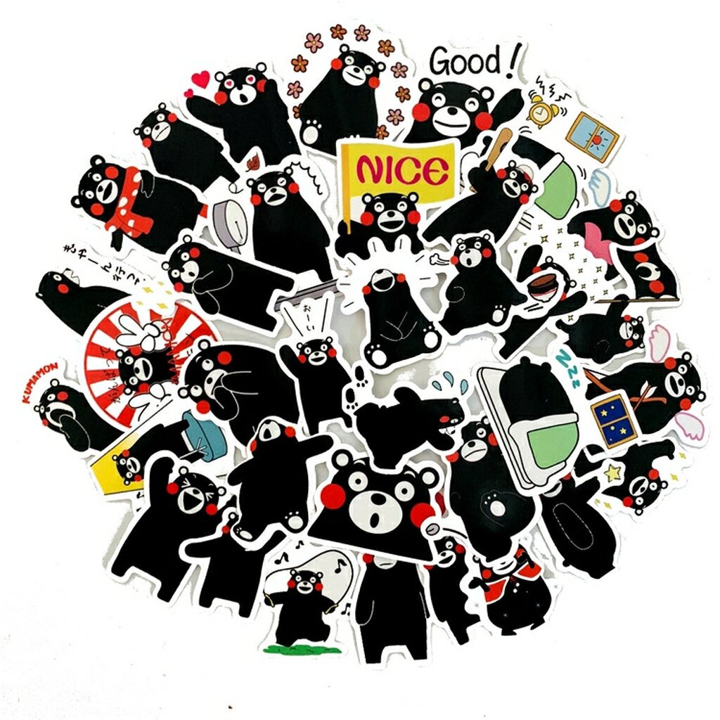 สติ๊กเกอร์ หมี คุมะมง Kumamon ชิ้นเล็กๆ ติดแน่น กันน้ำ ติดกระเป๋าเดินทาง โน็ตบุ้ค (35 ชิ้น) sticker
