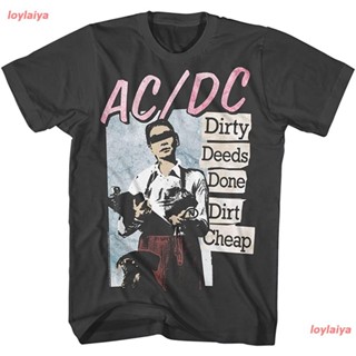 AC/DC Hard Rock Band Music Group Dirty Deeds Done Dirt Cheap Adult T-Shirt Tee เอซี/ดีซี ​วงร็อค เสื้อยืดพิมพ์ลาย เสื้อย