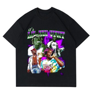 เสื้อยืดโอเวอร์ไซส์เสื้อยืดราคาถูกLil เสื้อยืดผ้าฝ้าย แขนสั้น พิมพ์ลาย UZI VERT RAP HIPHOP BOOTLEG VINTAGE OVERSIZE COMB