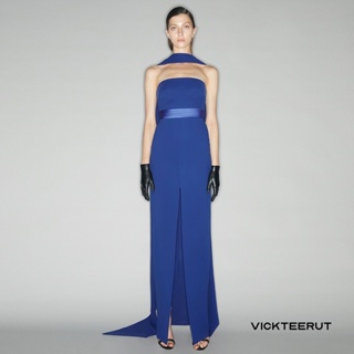 VICKTEERUT Strapless Long Dress with Matching Shawl เดรสเกาะอก เดรสยาว พร้อมผ้าคลุมไหล่เข้าชุด