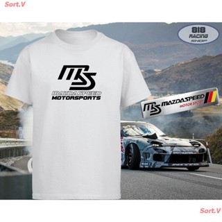 Tee เสื้อยืดสีขาว Sort.V 2021 เสื้อยืด RACING SPORT [สีขาว / สีเทา] [MAZDA SPEED] เสื้อยืดพิมพ์ลาย