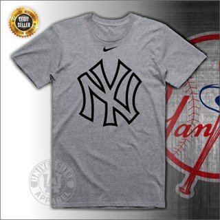 เสื้อสีขาว เสื้อคู่รัก tshirt สําหรับผู้ชาย◕A.GILDAN แบรนด์ MLB NY เสื้อทีมกีฬานิวยอร์กฐานแยงกี้ yMb