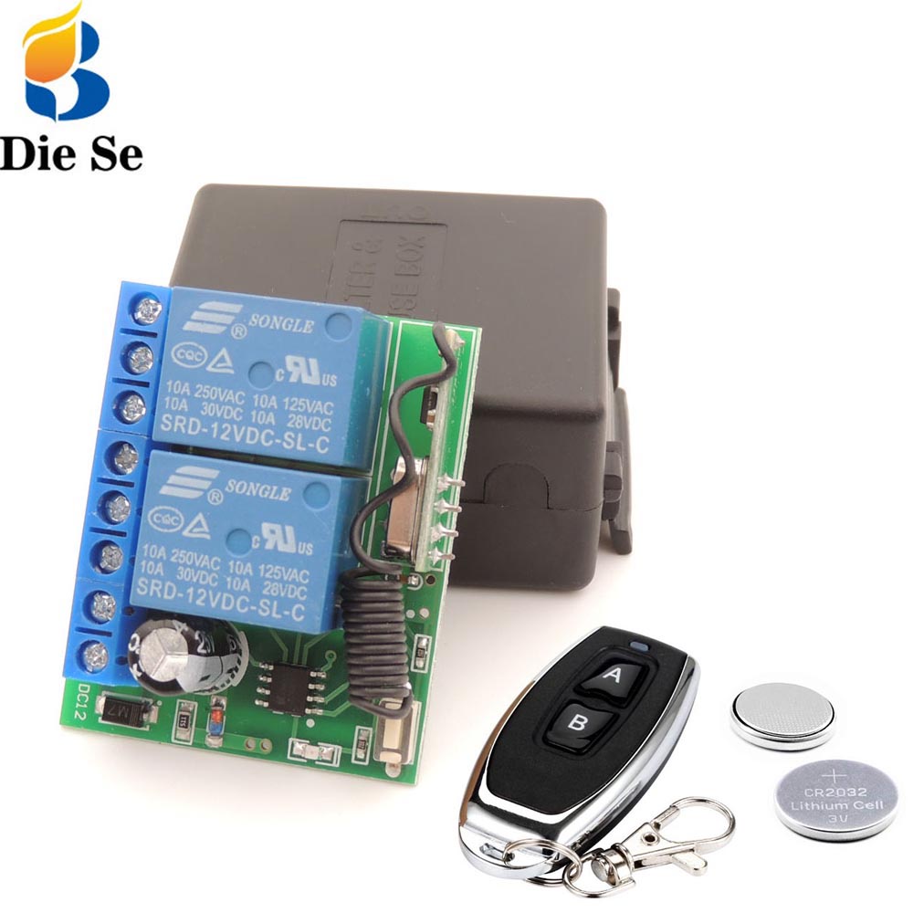 DC12V 433เมกะเฮิร์ตซ์Rf 10Amp 2แก๊งช่วงกว้างสมาร์ทรีเลย์ควบคุมสำหรับโรงรถ/ประตู/ไฟ/มอเตอร์
