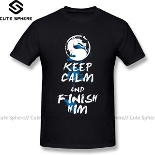 คอลูกเรือเสื้อยืดแขนสั้น ผ้าฝ้าย พิมพ์ลาย Mortal Kombat Keep Calm Awesome Streetwear 100 โอเวอร์ไซซ์ สําหรับผู้ชาย FFfmj