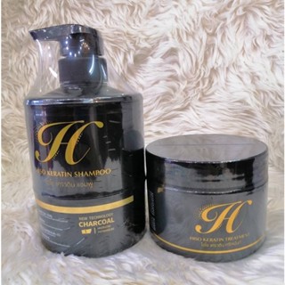 HISO KERATIN SHAMPOO &amp; TREAMENT ไฮโซ เคราติน แชมพู &amp; ทรีมเม้นท์ บำรุงเส้นผมด้วยผงถ่านไม้ไผ่ญี่ปุ่น