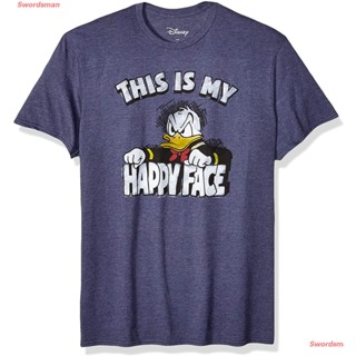 เสื้อยืดผู้ชายและผู้หญิง Donald Duck Angry Grumpy This Is My Happy Face T-shirt Short sleeve T-shirts