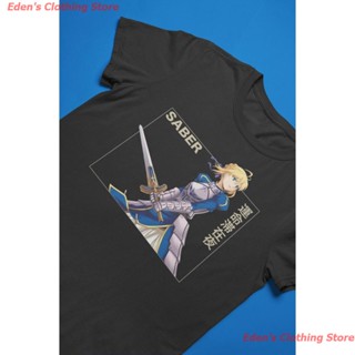 เสื้อยืดชายEdens Clothing Store Fate เสื้อยืดคอกลมแขนสั้นพิมพ์ลาย Fate Stay Night Saber Anime สําหรับผู้ชาย เสื้อยืดอนิ