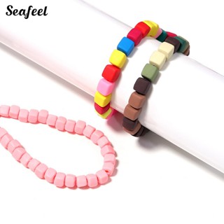 Seafeel_ สร้อยข้อมือลูกปัด ทรงสี่เหลี่ยม แฮนด์เมด DIY