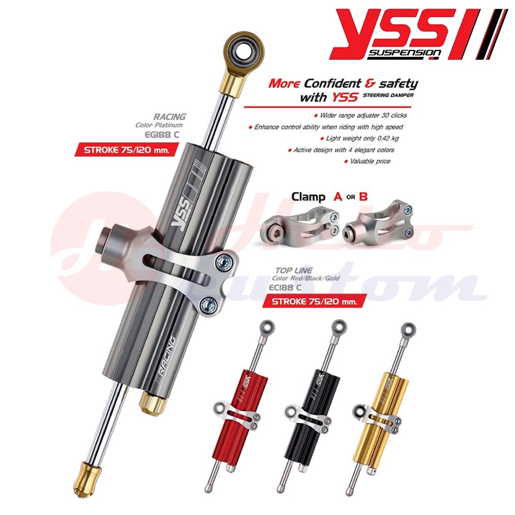กันสะบัดYSS  75mm.  CLAMP A รุ่น RACING / TOP LINE **ตัวสินค้าจะได้เป็นหัวทอง หมุดปรับทอง**
