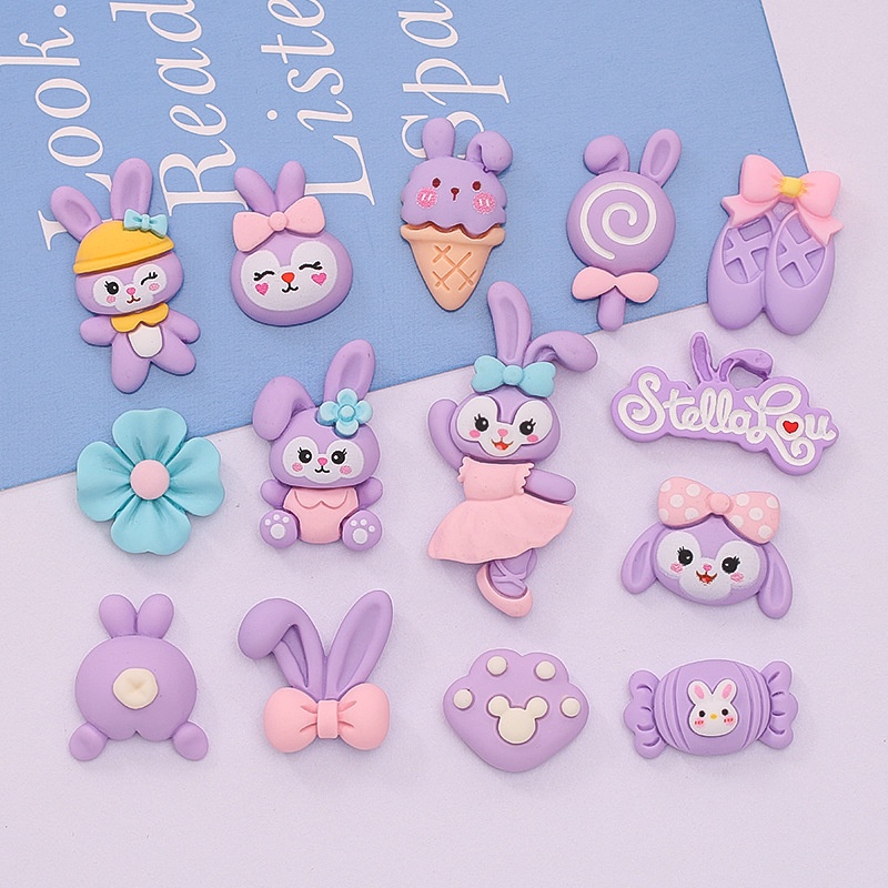 แผ่นกาวเรซิ่น รูปดาว กระต่าย ไอศกรีม DIY สําหรับติดตกแต่งเคสโทรศัพท์มือถือ บัลเล่ต์