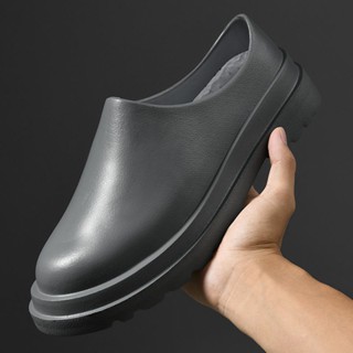 รองเท้าเชฟ Men s Non-Slip Rain Boots Men s Waterproof Shoes Kitchen Work Rubber Shoes Overshoes Lightweight (Small Size