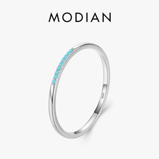 Modian แหวนเงินแท้ 925 ประดับเทอร์ควอยซ์ 100% คุณภาพสูง สไตล์วินเทจ เครื่องประดับ สําหรับผู้หญิง