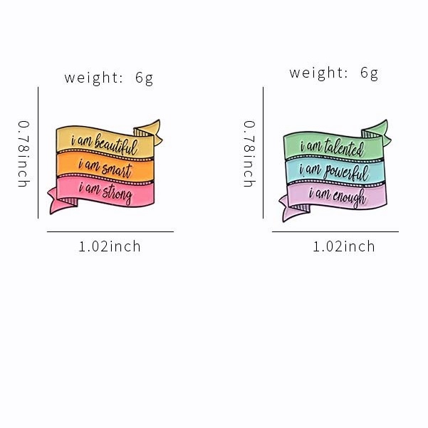 ป้ายแบนเนอร์คําคมตลก I Am Beautiful Enamel Pins ที่มีสีสันแบนเนอร์เข็มกลัด Inspiring เครื่องประดับสําหรับกระเป๋าเป้สะพายหลังเสื้อผ้าของขวัญ