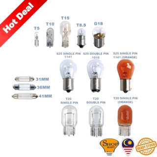 หลอดไฟรถยนต์ 12V Mentol Lampu Kereta T5 T10 T15 T20 1141 1156 1157 1016 Amber T10 T20 1pin 2pin