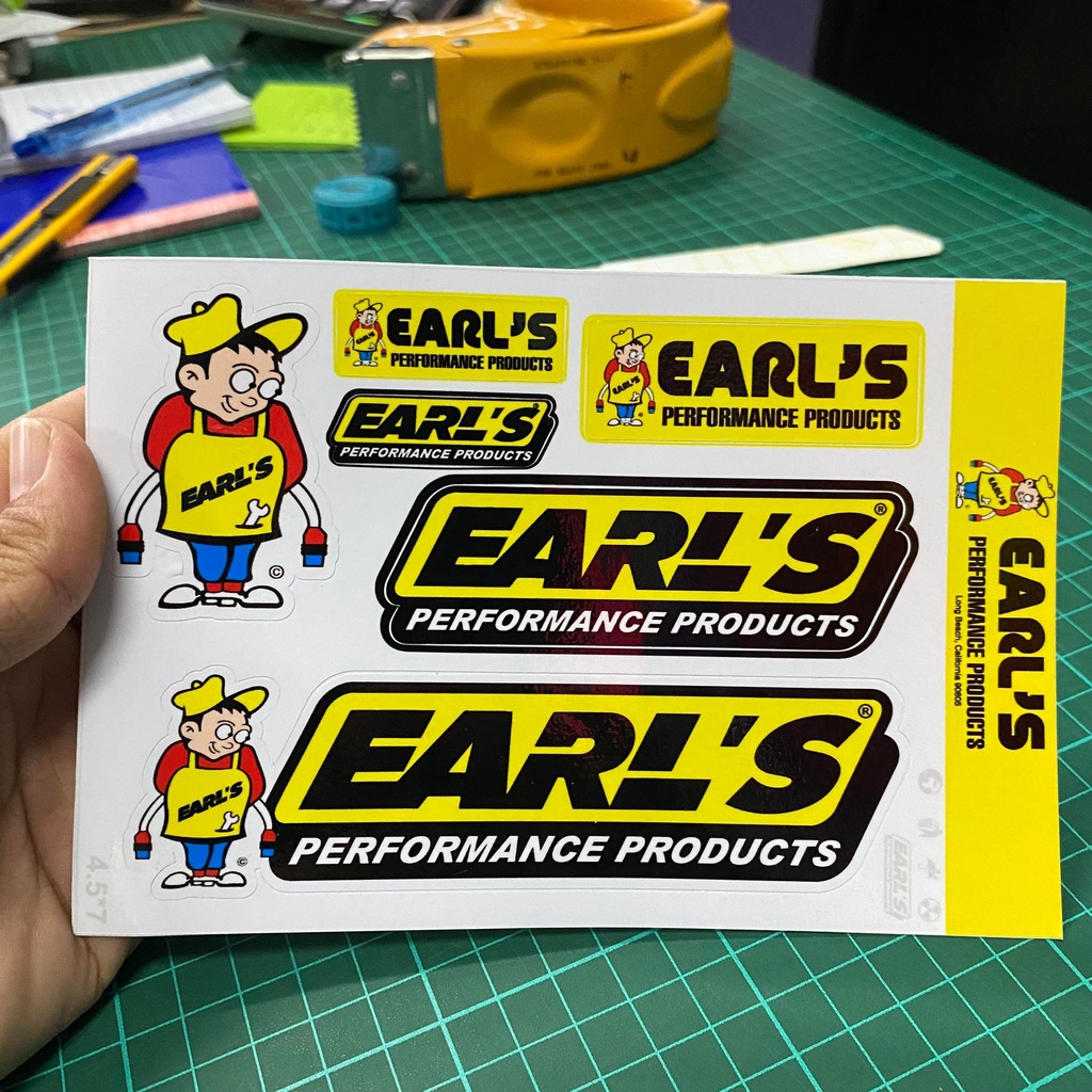 สติกเกอร์ EARL'S(เอิร์ล) ชุดคิทเซ็ท สุดคุ้ม!! สำหรับแปะมอไซค์หรือแปะทั่วไปเพิ่มความสวยงาม 1ชุดมีหลายชิ้น คุ้มนะ!!