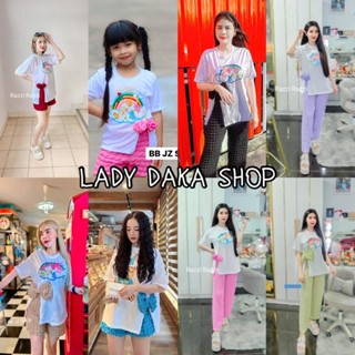 🧡LADY DAKA SHOP🧡 สาวอวบใส่ได้ ชุดเซ็ทป๊อปคอร์น เสื้อสกรีนลายแต่งโบว์ใหญ่ๆ+กางเกงขายาวป๊อปคอร์น หลากหลายสีให้เลือก