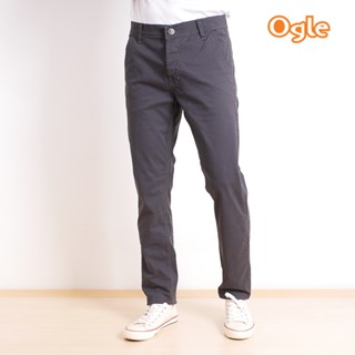 กางเกงขายาวชิโน่ ผ้านิ่ม!!!ยืด!!! ฟอกนุ่ม!!! Slim-fit สีเทาเข้ม(สีไม่ตก) Ogle 8122018