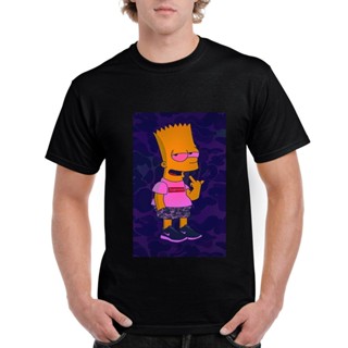 Tee เสื้อยืดสีขาวผู้ชาย - เสื้อยืด BART SIMPSON เสื้อดีไซน์ตาแดงแขนสั้น UNISEX สําหรับผู้ชายผู้หญิง