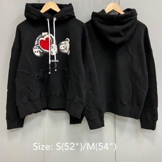 **สอบถามstockก่อนกด Palm Angels black sweratshirt ฮ้ดดี้ hoodie หัวใจ หมีขาว เสื้อ แขนยาว สีดำ ปาล์ม แองเจิล ของแท้