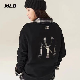 Mlb 100% Yankees เสื้อกันหนาวลําลอง แขนยาว คอกลม ผ้าฝ้าย พิมพ์ลายโลโก้ NY Big สไตล์เกาหลี สําหรับผู้ชาย ผู้หญิง