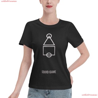 แฟชั่นที่กำหนดเอง สควิดเกม เล่นลุ้นตาย ละครเกาหลี เกาหลีใต้ 053 Squid Game Tee Cotton Womens Basic Short Sleeve T-Shirt