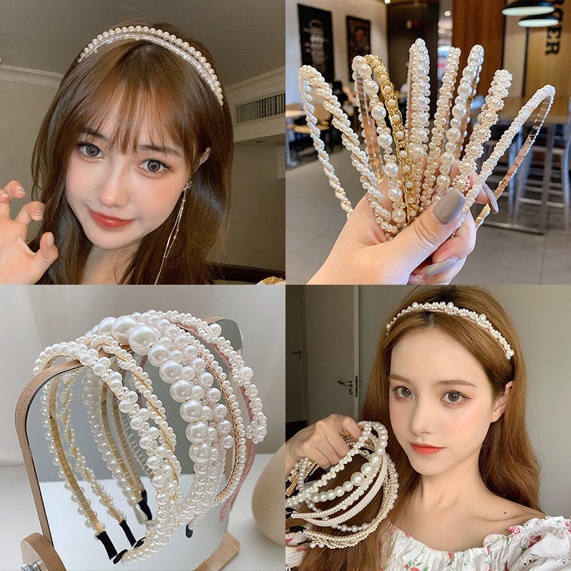 ที่คาดผม ประดับมุกเทียม สไตล์เกาหลี แฟชั่นสําหรับผู้หญิง