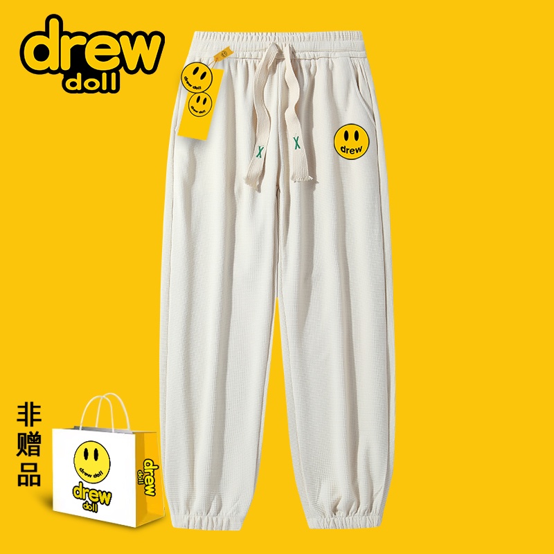 Drew Co-Branded กางเกงวอร์มขายาวลําลอง ทรงหลวม ทรงตรง ลายหน้ายิ้ม แนวสตรีท สําหรับผู้ชาย และผู้หญิง ราคา ถูกที่สุด ดีลบีเคเค แกลเลอรีภาพที่ 4