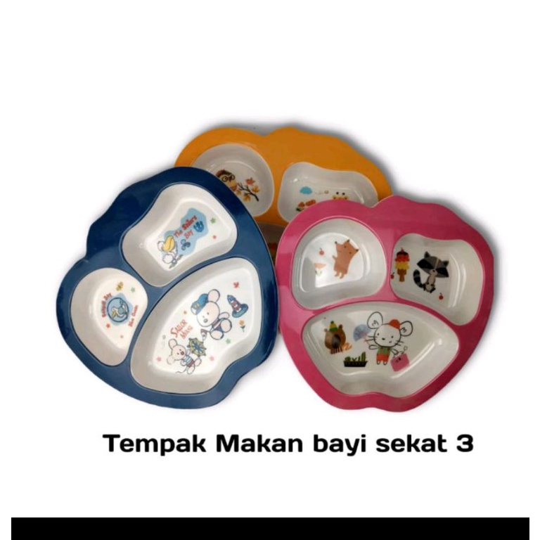 CUTE CHARACTER CHILDRENS EATING PLATES CHARACTER MELAMINE PLATES / จาน mpasi / จานเด็กเมลามีน 3 ช่อง