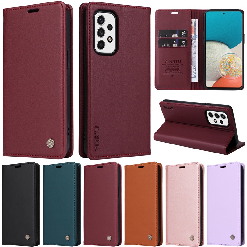เคสโทรศัพท์หนัง PU นิ่ม ผิวด้าน ฝาพับ พร้อมช่องใส่บัตร หรูหรา สําหรับ Samsung Galaxy A55 A23 A73 A53 A33 A03 Core F23 M23 M33 M53 5G