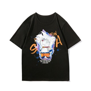 ✚◑☫Doraemon Joint Dragon Ball Short Sleeve T-shirt Men Loose Japanese-style Retro Blood Anime INS Trend Tops Summer