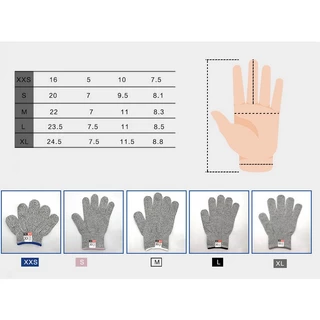 ถุงมือกันบาด ถุงมือนิรภัย ระดับ 5 วัสดุ HPPE มีให้เหลือก 5 ขนาด(แพ็ค 1 คู่)