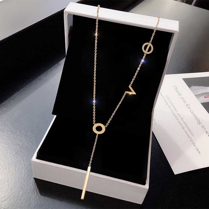 LAVINDE แฟชั่นเกาหลี Simple Rose Gold Letter love รูปที่ 3