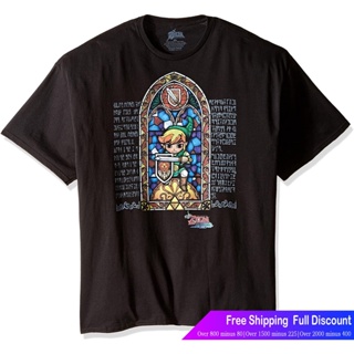 นินเทนโด ร์ตูนพิมพ์ฤดูร้อน ย์เสื้อยืด Nintendo Mens Stained Glass T-Shirt Mens Nintendo T-shirt