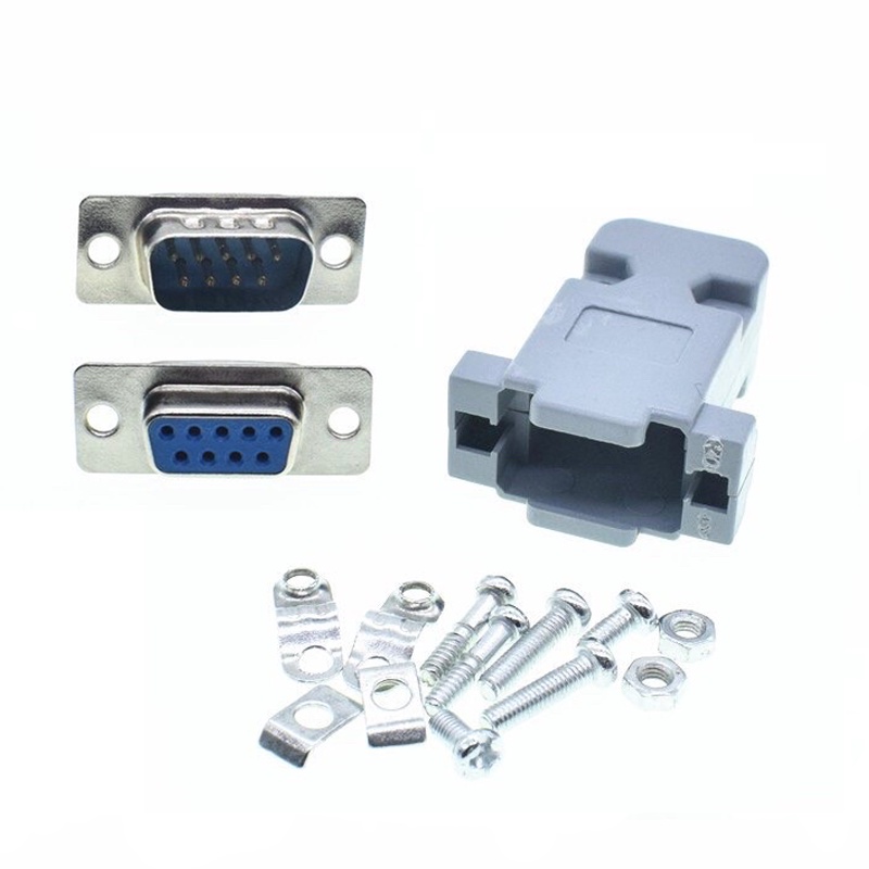 (2ชิ้น) DB9 ขั้วต่อ male female socket plug connector 9 pin copper RS232 adapter with case ชุดประกอบ