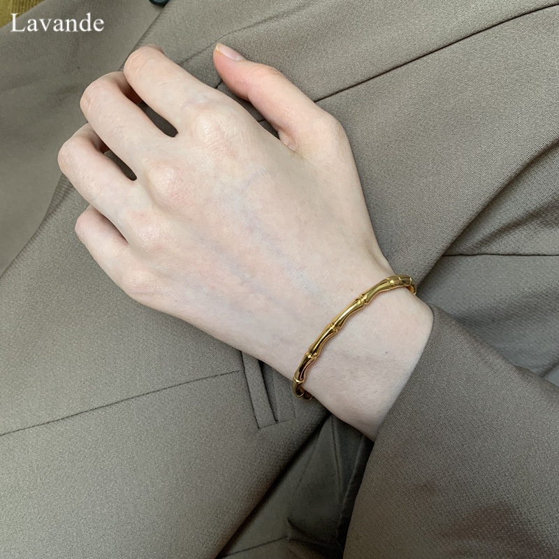 LAVANDE ไทเทเนียมเหล็กสร้อยข้อมือหัวเข็มขัดไม้ไผ่ไม่อบ Niche Design แฟชั่นอารมณ์ Retro สร้อยข้อมือหญิง 65XP ราคา ถูกที่สุด ดีลบีเคเค แกลเลอรีภาพที่ 8
