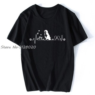 เสื้อคู่วินเทจ - ผู้ชายเสื้อยืดเบอร์นีสเมาน์เทนด็อก Heartbeat ผู้หญิงเสื้อยืดผู้ชายผ้าฝ้ายเสื้อยืดเ