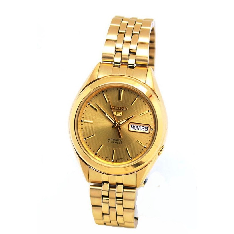 นาฬิกา ไซโก้ ผู้ชาย Seiko 5 รุ่ย SNKL28K1 Automatic 21 Automatic Men's Watch Stainless สี ทอง Gold เเท้ 100% CafeNalika