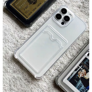 เคสใสกันกระแทก สำหรับ iPhone 15 pro max 15 pro 15plus 15 14 pro max/14 pro/14 plus/14 13 ใส ครอบเลนส์กล้อง มีช่องใส่บัตร