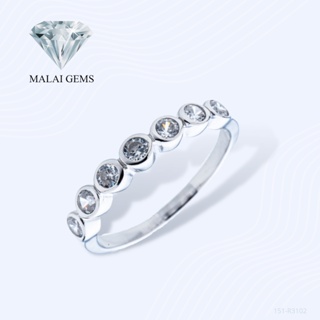 Malai Gems แหวนเพชร แหวน 7 เม็ด เงินแท้ 925 เคลือบทองคำขาว ประดับเพชรสวิส CZ รุ่น 151-R3102แถมกล่อง