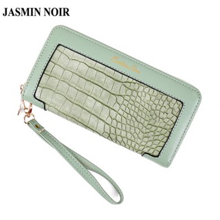 Jasmin NOIR กระเป๋าสตางค์ ใบยาว ลายหนังจระเข้ มีซิป มาตรฐาน แฟชั่นเรียบง่าย สําหรับผู้หญิง