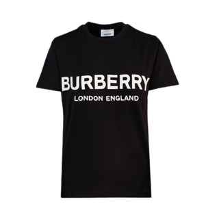 เสื้อสาวอวบ เสื้อยืดแขนสั้น ผ้าฝ้าย พิมพ์ลาย Bueberry Burberry Burberry สีขาว สําหรับผู้ชาย 8026017